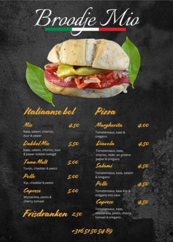 menu broodje mio